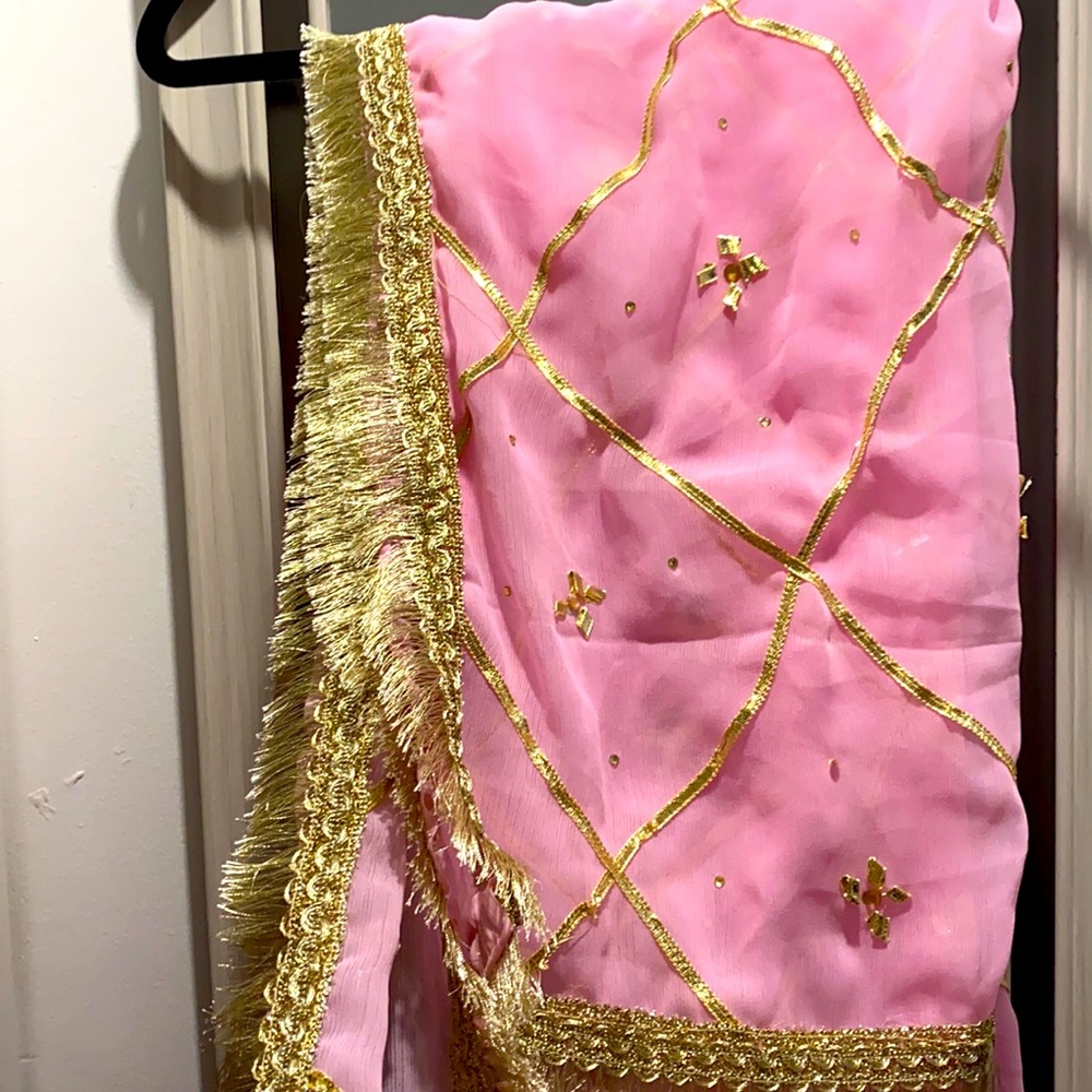 Pink and gold scarf